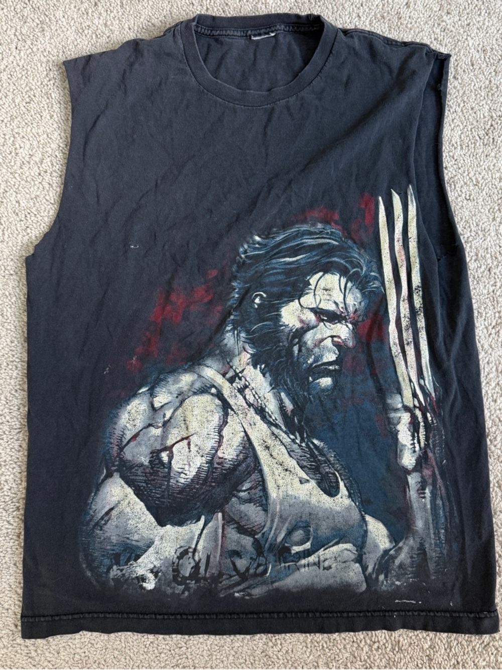Marvel Wolverine Graphic Cut Off sleeves Distressed Tank Tee Size Medium / Large